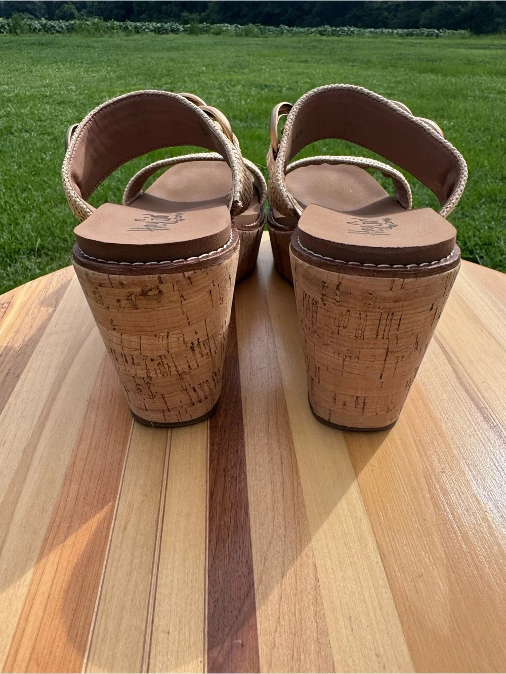 Ladies Corkys Hey Girl Woven Cork Wedge Sandals in Natural
